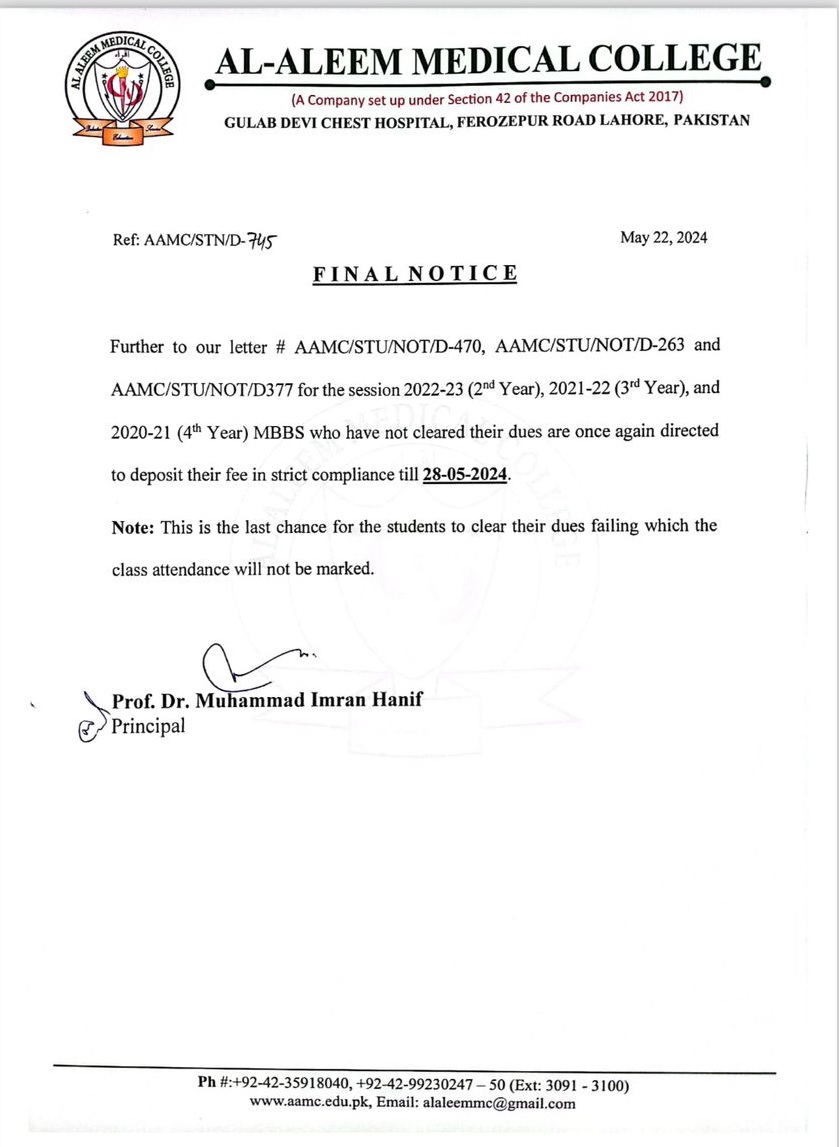 Fee Final Notice